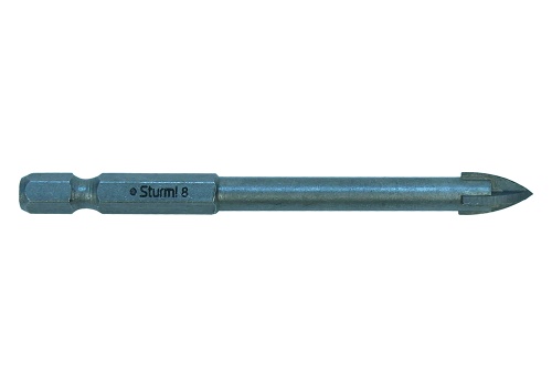 Сверло по стеклу и кафелю, d 8мм, ШЕСТИГРАННЫЙ хвостовик, 4 ГРАНИ, Sturm! фото 2 Сверло по стеклу и кафелю, d 8мм, ШЕСТИГРАННЫЙ хвостовик, 4 ГРАНИ, Sturm! фото фото 2