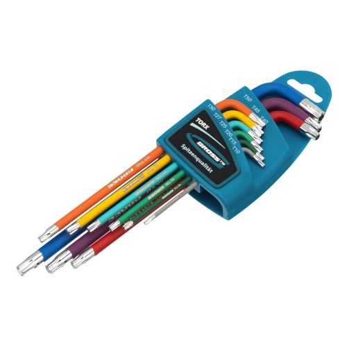 Набор ключей имбусовых Gross Torx -TT, 9 шт: T10-T50, магнит, S2, экстра-длинные, хром/краска 9 шт Набор ключей имбусовых Gross Torx -TT, 9 шт: T10-T50, магнит, S2, экстра-длинные, хром/краска 9 шт фото