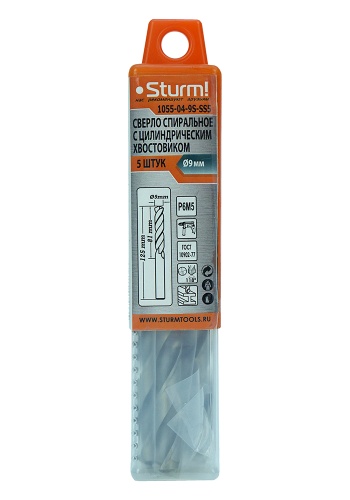 1055-04-9S-SS5 Cверло по металлу Sturm! 9,0х125 мм, сталь HSS, упаковка 5 шт 1055-04-9S-SS5 Cверло по металлу Sturm! 9,0х125 мм, сталь HSS, упаковка 5 шт фото