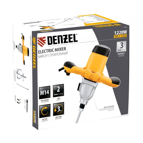 Миксер строительный Denzel EM-1-1220, 1220Вт, 0-480/0-800 об/мин фото 4 Миксер строительный Denzel EM-1-1220, 1220Вт, 0-480/0-800 об/мин фото фото 4