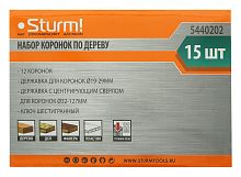 5440202 Набор коронок по дереву 15предм. d19,22,29,32,38,44,51,64,76,89,102/127мм, КЕЙС, Sturm! фото