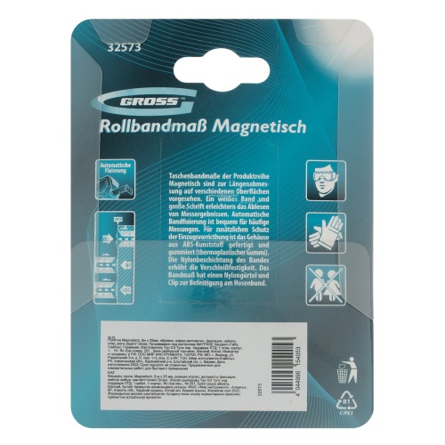 Рулетка Gross Magnetisch 8м х 25мм, обрезин. корп., автоматич. фиксация фото фото 7