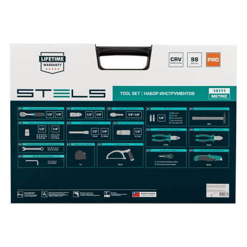 Набор инструментов STELS, 1/2", 1/4", CrV, пластиковый кейс 98 предм. фото 12 Набор инструментов STELS, 1/2", 1/4", CrV, пластиковый кейс 98 предм. фото фото 12