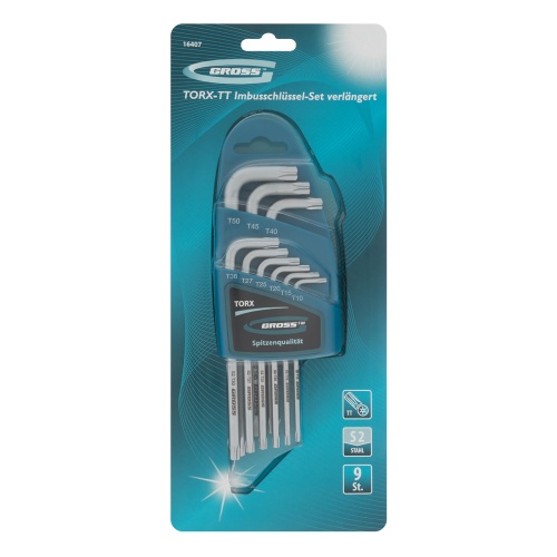 Набор ключей имбусовых Gross Torx -TT, 9 шт: T10-T50, удлиненные, S2, сатинированные фото фото 7