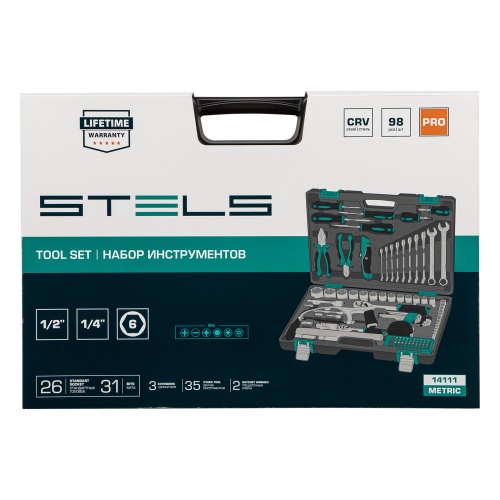 Набор инструментов STELS, 1/2", 1/4", CrV, пластиковый кейс 98 предм. фото 9 Набор инструментов STELS, 1/2", 1/4", CrV, пластиковый кейс 98 предм. фото фото 9