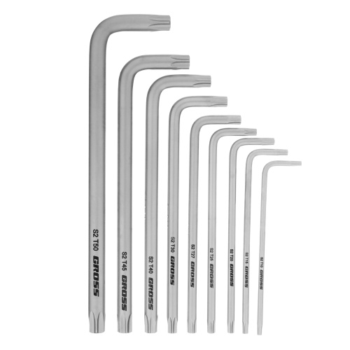 Набор ключей имбусовых Gross Torx -TT, 9 шт: T10-T50, удлиненные, S2, сатинированные фото фото 8