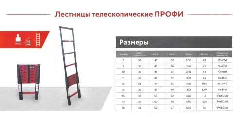 Лестница телескопическая МИ 5,2м 15ступ. Профи фото 2 Лестница телескопическая МИ 5,2м 15ступ. Профи фото фото 2