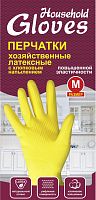 Перчатки хозяйственные HouseHoldGloves размер M из латекса с х/б напылением 1 пара/упак фото
