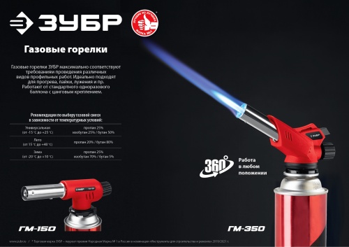 Горелка ЗУБР ГМ-150 газовая с пьезоподжигом, 1300*С фото 2 Горелка ЗУБР ГМ-150 газовая с пьезоподжигом, 1300*С фото фото 2