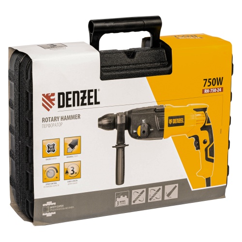 Перфоратор электрический Denzel RH-750-24, SDS-plus, 750Вт, 2,5Дж, 3 реж фото 6 Перфоратор электрический Denzel RH-750-24, SDS-plus, 750Вт, 2,5Дж, 3 реж фото фото 6